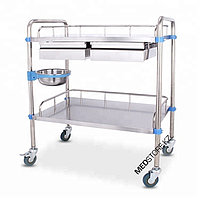 Столик процедурный из нержавеющей стали с двумя выдвижными ящиками (600х400х860 мм)