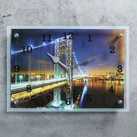 Часы настенные, серия: Город, "Ночной мост", 25 х 35 см
