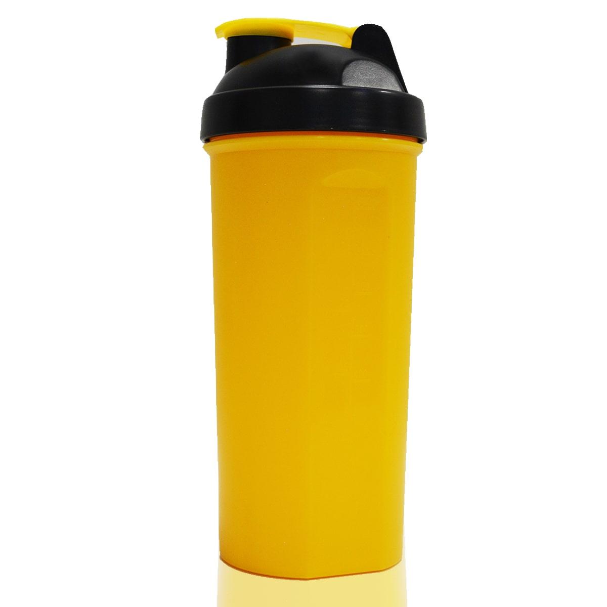 Шейкер 800 ml с ситом для приготовления коктейлей (для спортивного питания) желтый