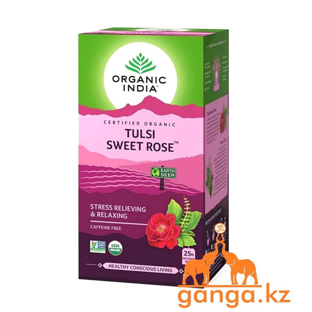 Успокаивающий чай Тулси с Розой (Tulsi sweet rose ORGANIC INDIA), 25 пакетиков