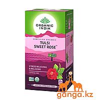 Успокаивающий чай Тулси с Розой (Tulsi sweet rose ORGANIC INDIA), 25 пакетиков