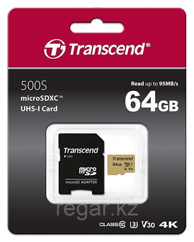 Карта памяти MicroSD 64GB Class 10 U3 Transcend TS64GUSD500S