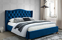 Кровать двуспальная SIGNAL ASPEN VELVET (синий-дуб, 160х200)