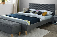 Кровать двуспальная SIGNAL AZURRO VELVET (bluvel серый-дуб 180х200)