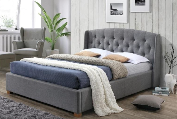 Кровать двуспальная SIGNAL HAMPTON (серый-дуб 160х200) - фото 1 - id-p92940024