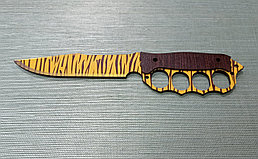 Деревянный Нож CS-GO Тактический с дужкой - жёлтый Зуб Тигра (27 см.)