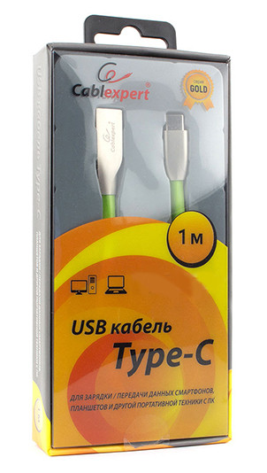 Кабель Cablexpert CC-G-USBC01Gn-1M, зеленый - фото 2 - id-p92945189