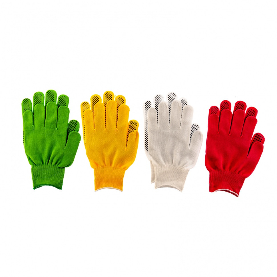 Перчатки в наборе, цвета: белые, розовая фуксия, желтые, зеленые, ПВХ точка, L, Россия Palisad - фото 2 - id-p92963965
