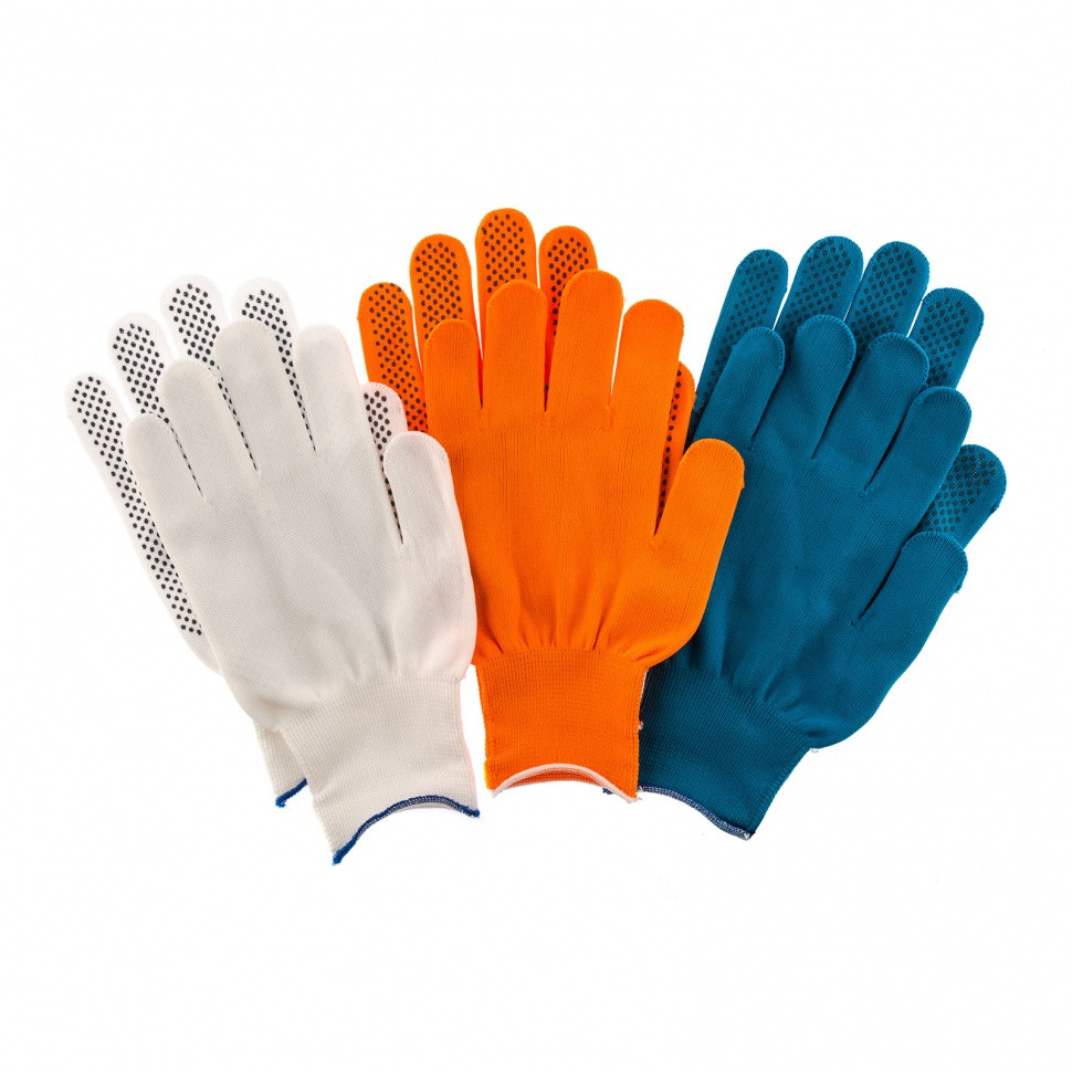 Перчатки в наборе, цвета: оранжевые, синие, белые, ПВХ точка, XL, Россия Palisad - фото 1 - id-p92963966
