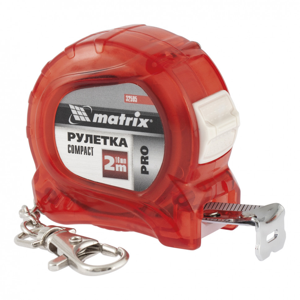 Рулетка Compact, 2 м x 16 мм, компактный размер, карабин-держатель, PRO Matrix - фото 1 - id-p92964307