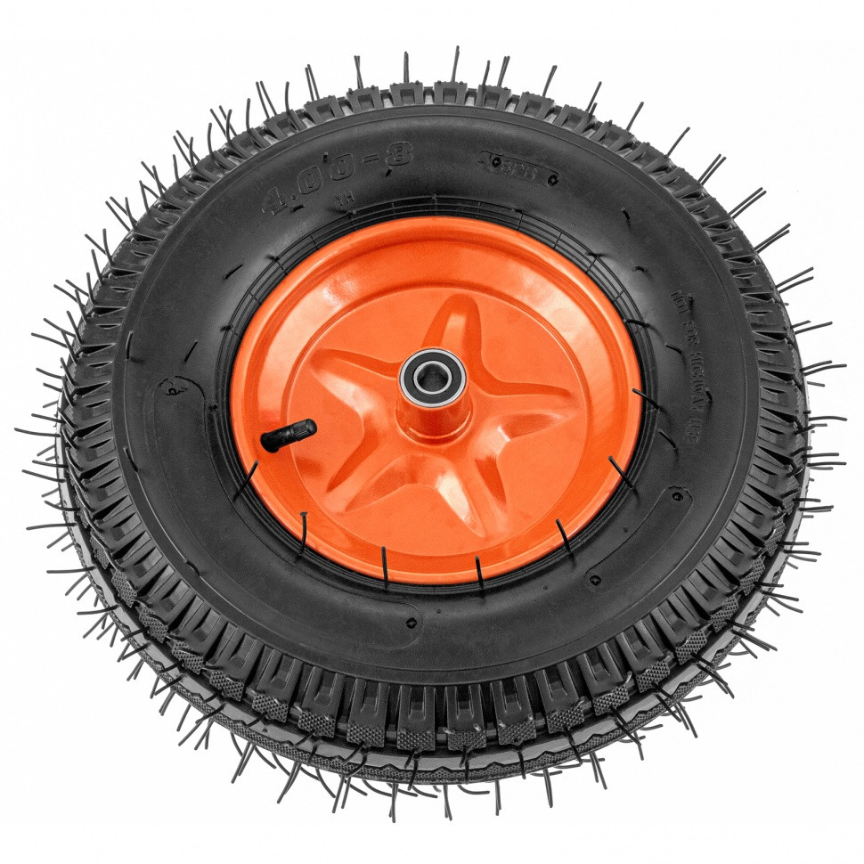 Колесо пневматическое усиленное, шина 8PR, 4.00-8 D400 мм, внутренний диаметр подшипника 12 мм, длина оси 90