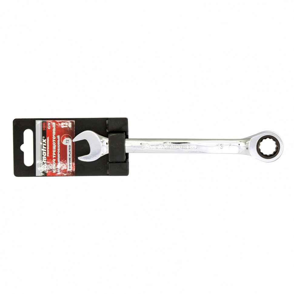 Ключ комбинированный трещоточный, 13 мм, CrV, зеркальный хром Matrix Professional - фото 2 - id-p92965330