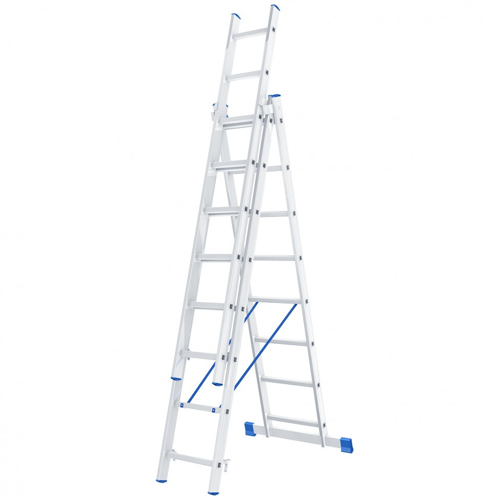 Лестница, 3 х 8 ступеней, алюминиевая, трехсекционная, Россия, Сибртех - фото 1 - id-p92967300