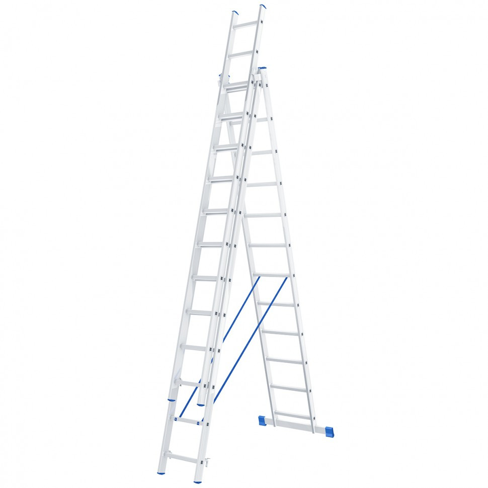 Лестница, 3 х 12 ступеней, алюминиевая, трехсекционная, Россия, Сибртех - фото 1 - id-p92967304