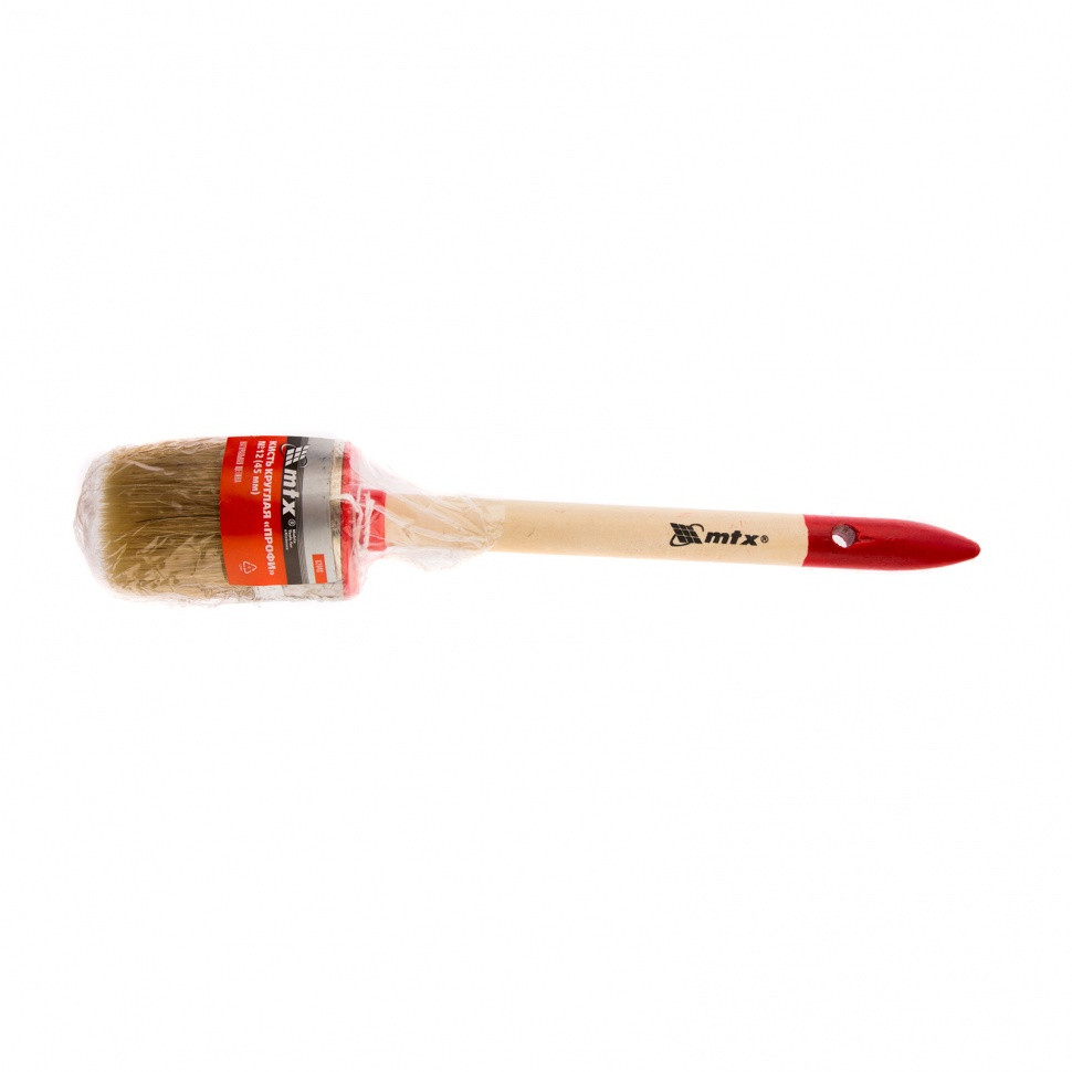 Кисть круглая, Профи №12 (45 мм), натуральная щетина, деревянная ручка MTX - фото 3 - id-p92971746