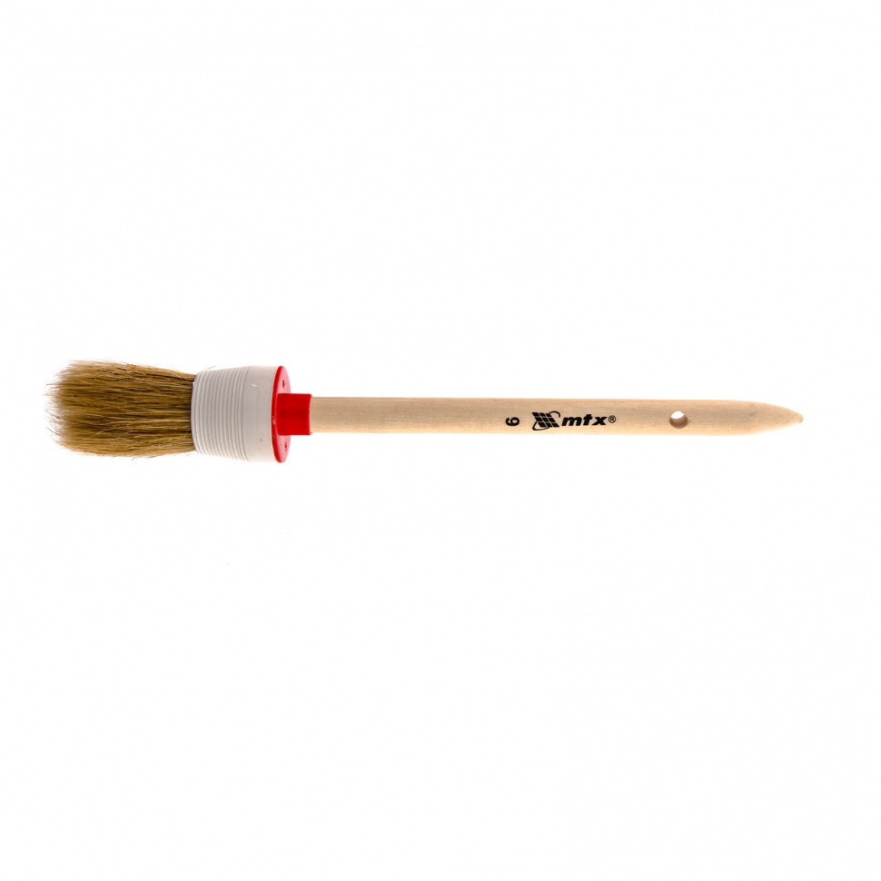 Кисть круглая № 6 (30 мм), натуральная щетина, деревянная ручка MTX - фото 3 - id-p92971750