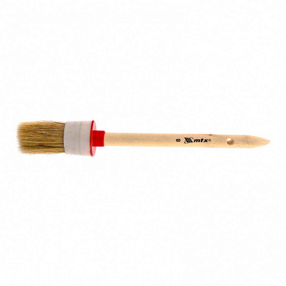 Кисть круглая № 8 (35 мм), натуральная щетина, деревянная ручка MTX - фото 1 - id-p92971751
