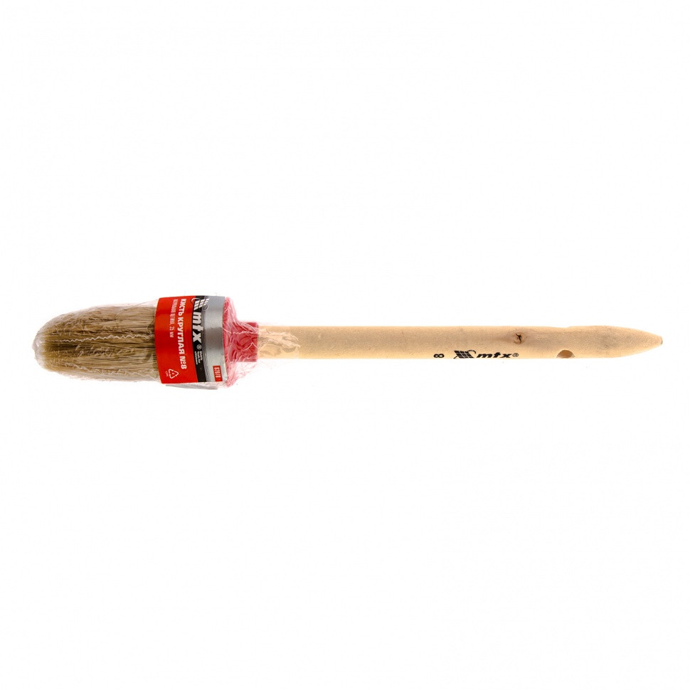 Кисть круглая № 8 (35 мм), натуральная щетина, деревянная ручка MTX - фото 2 - id-p92971751