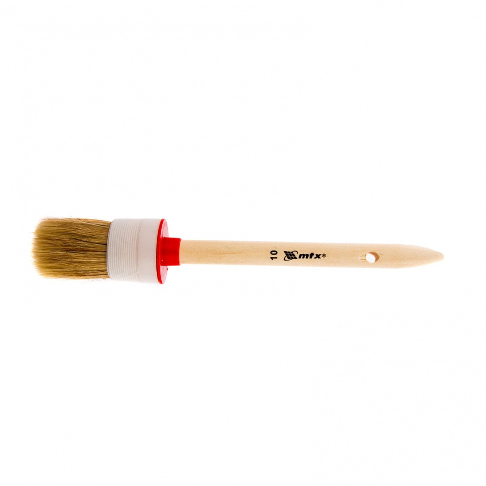 Кисть круглая №10 (40 мм), натуральная щетина, деревянная ручка MTX - фото 1 - id-p92971752
