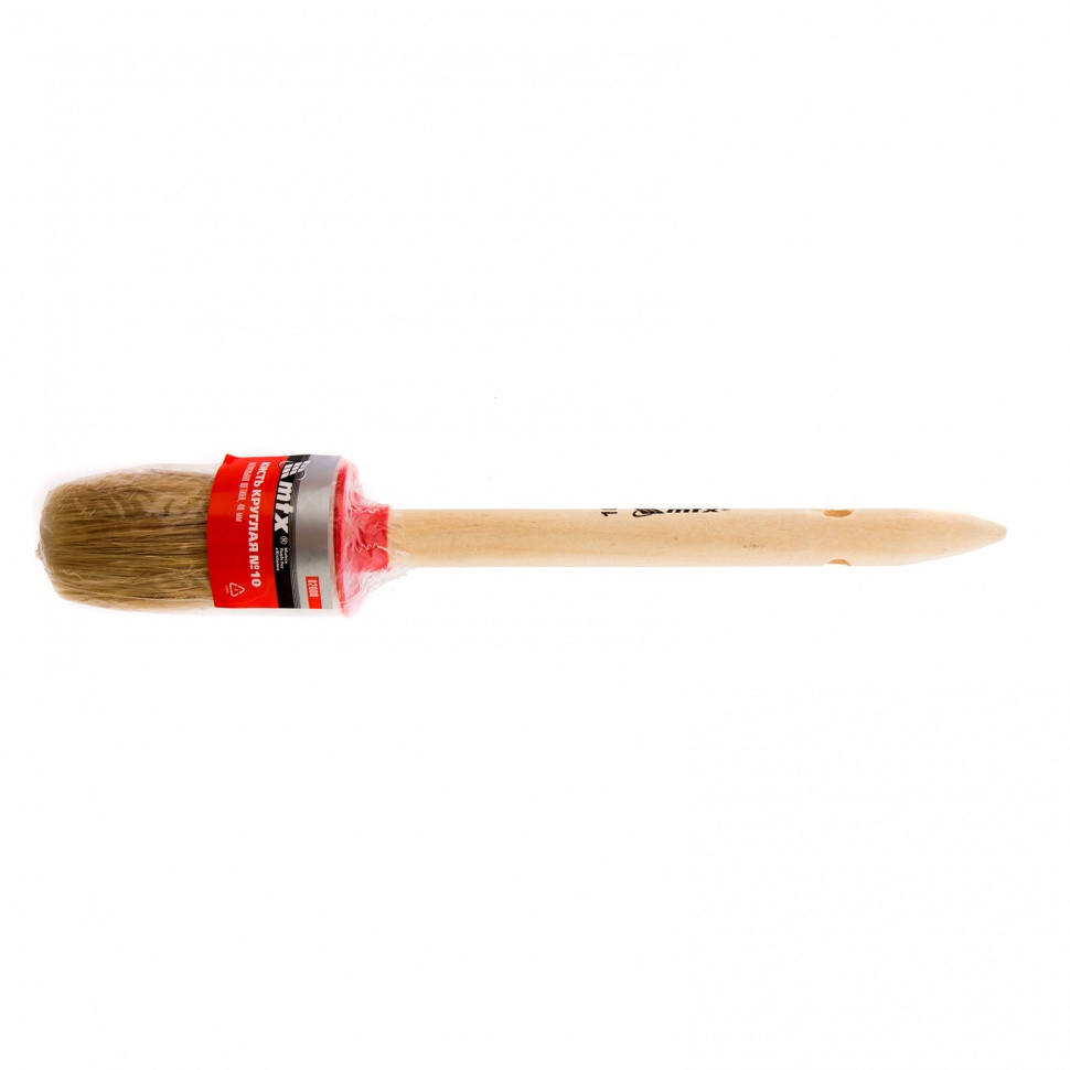 Кисть круглая №10 (40 мм), натуральная щетина, деревянная ручка MTX - фото 3 - id-p92971752