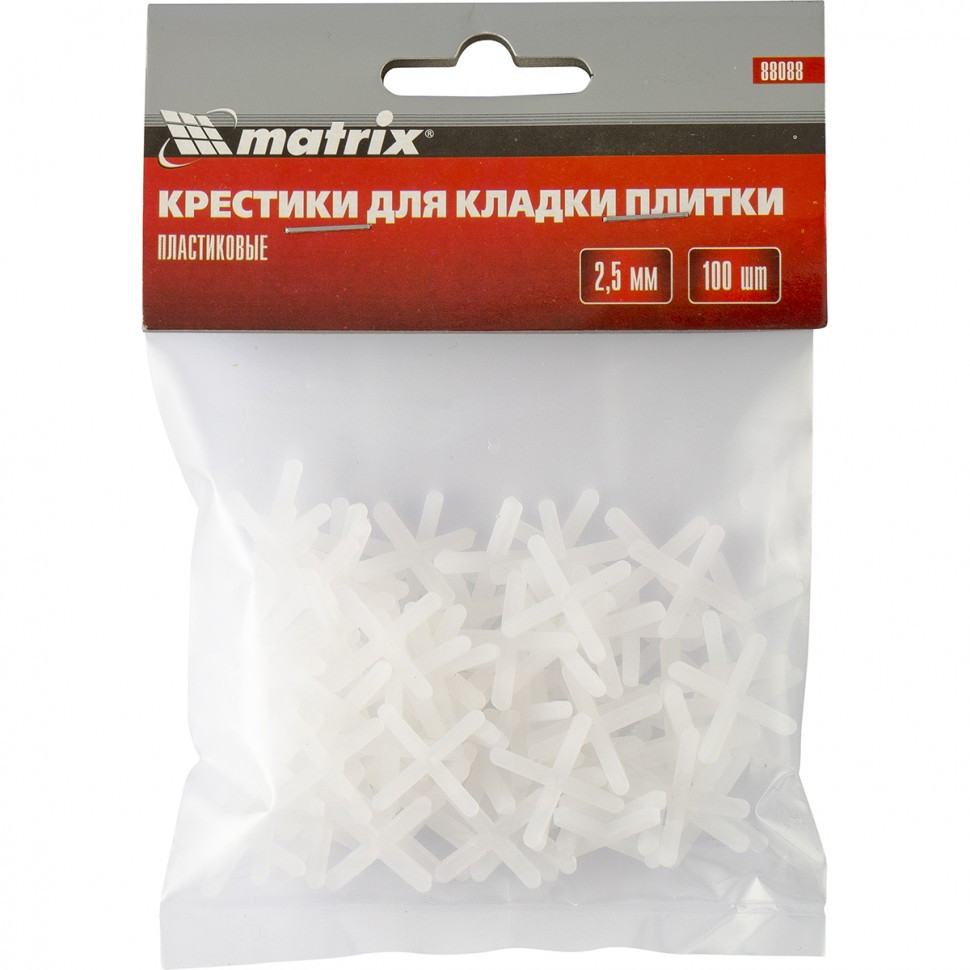 Крестики, 2.5 мм, для кладки плитки, 100 шт Matrix - фото 1 - id-p92972234