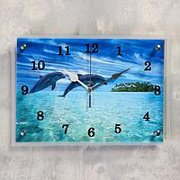 Часы настенные, серия: Море, "Дельфины", 25х35 см