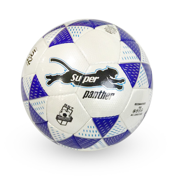 Лакированный, Футбольный мяч №5 - Super Panther / Белый-синий цвет - фото 1 - id-p92994838