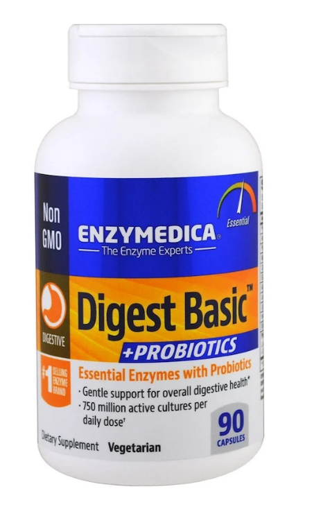 Enzymedica, Digest Basic с пробиотиками, 90 капсул