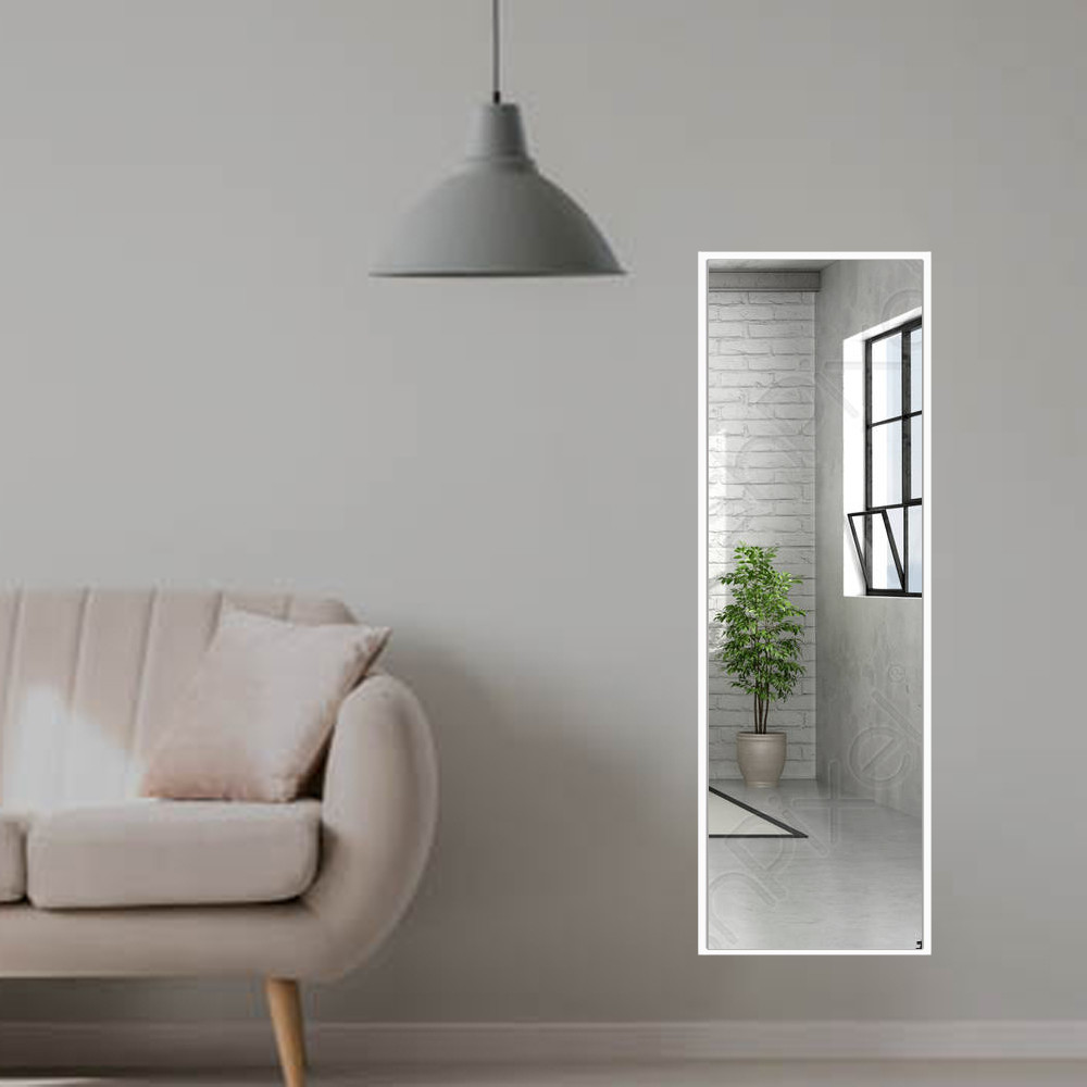 Прямоугольное зеркало в белой металлической раме WHITEFRAME 600х1800мм