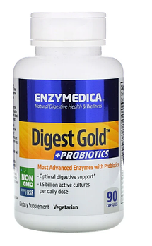 Enzymedica, Digest Gold + пробиотики, 90 капсул.