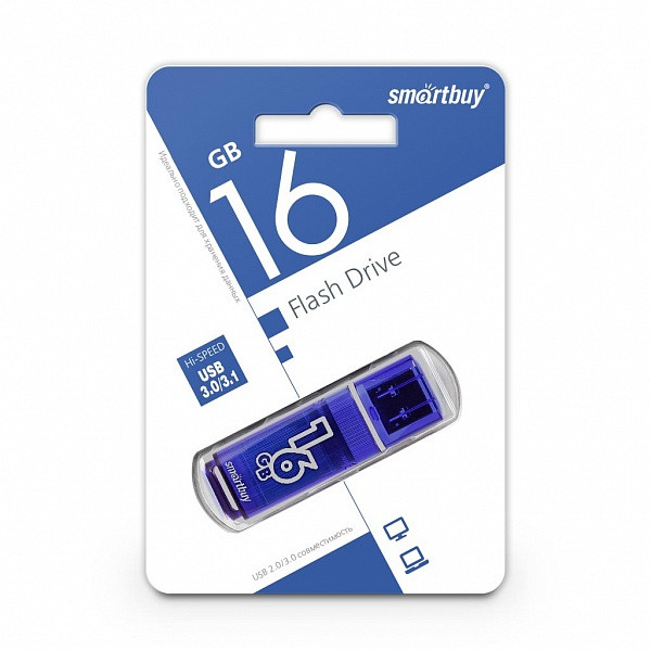 USB 3.0 накопитель Smartbuy 16GB Glossy series Dark Blue - фото 1 - id-p93025232