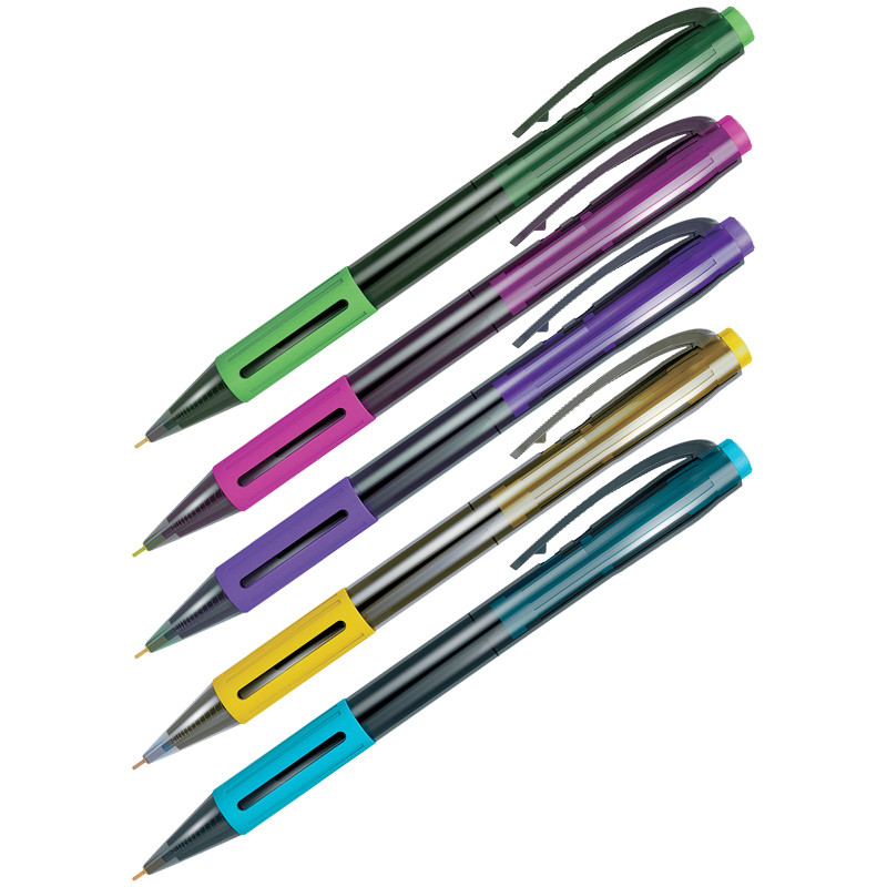 Ручка шариковая автоматическая Berlingo "SI-400 Color" синяя, 0,7мм, грип, корпус ассорти - фото 1 - id-p93029061