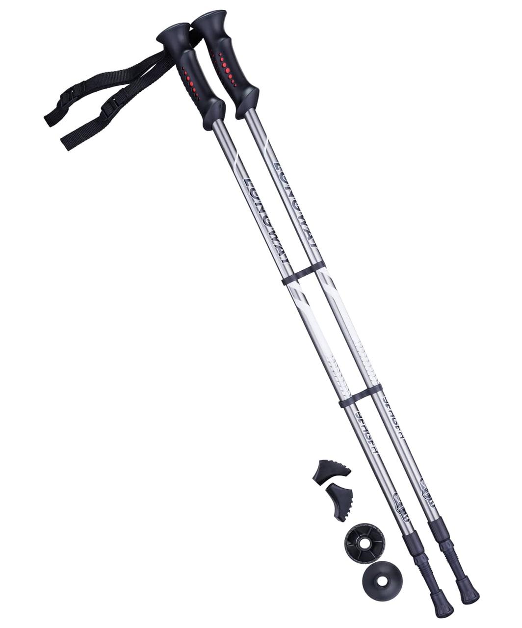 Палки для скандинавской ходьбы Longway, 77-135 см, 2-секционные Серый/черный