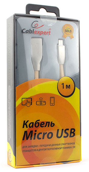 Кабель USB Cablexpert CC-G-mUSB01Gd-1M золотистый - фото 2 - id-p93044288
