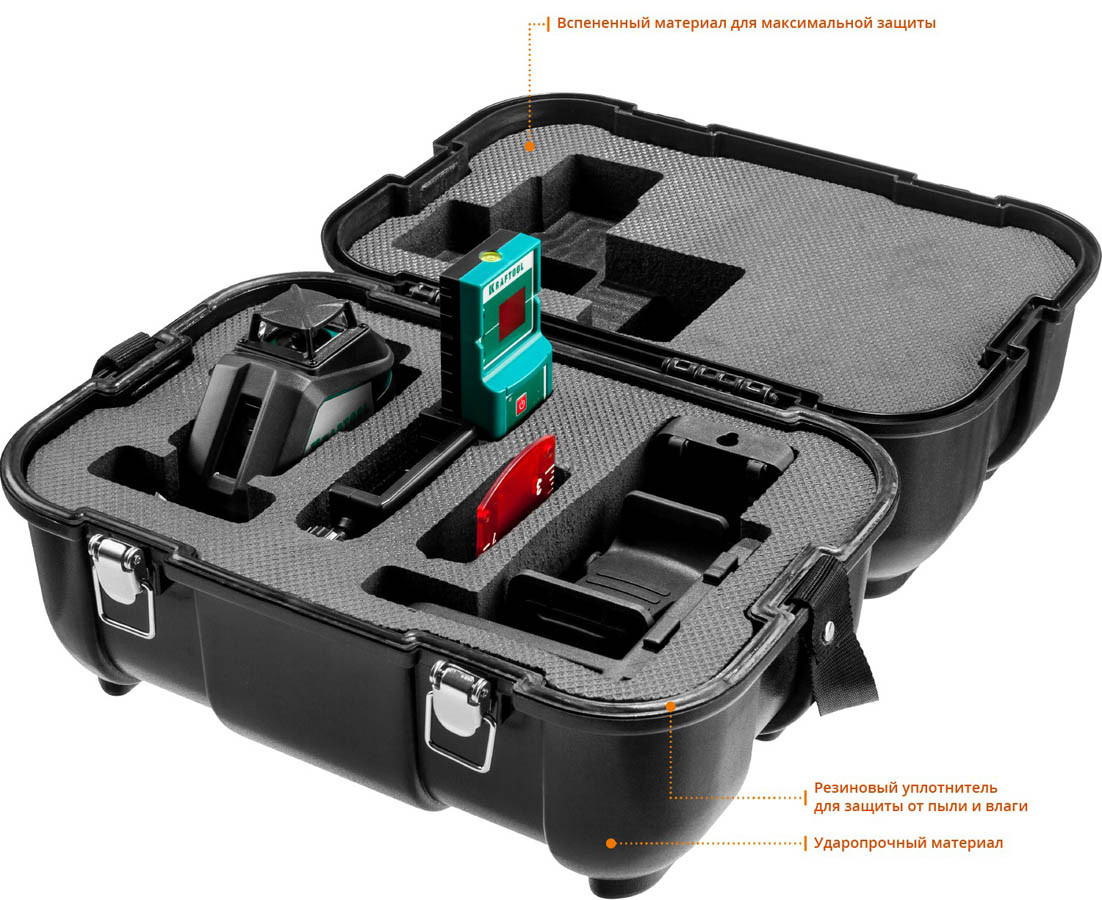 Нивелир лазерный Kraftool, 20-70 м, 360 градусов, (детектор), сверхъяркий, IP54, точн. 0,2 мм/м, (34645-4) - фото 10 - id-p93049787
