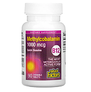 Natural Factors, витамин B12, метилкобаламин, 1000 мкг, 90 жевательных таблеток, фото 4