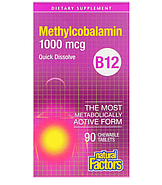 Natural Factors, витамин B12, метилкобаламин, 1000 мкг, 90 жевательных таблеток, фото 2