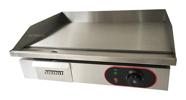 Поверхность жарочная AIRHOT GE-550/F, (550х430х235мм,
3кВт, 220В, гладкая жар. пов., нерж.)