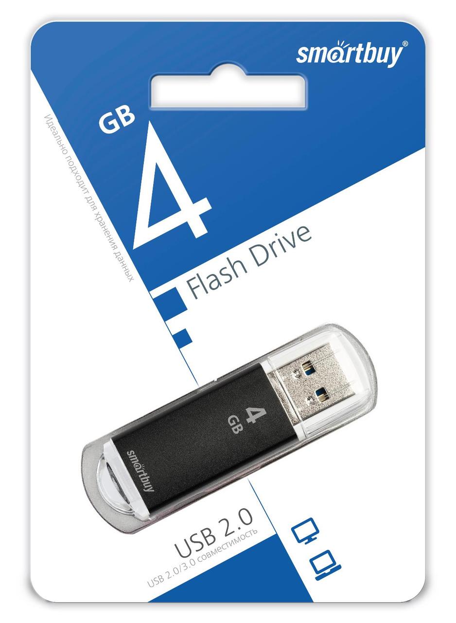 USB накопитель Smartbuy 4GB V-Cut Black