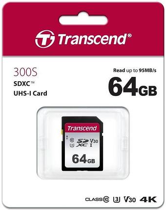 Карта памяти SD 64GB Class 10 U3 Transcend TS64GSDC300S, фото 2