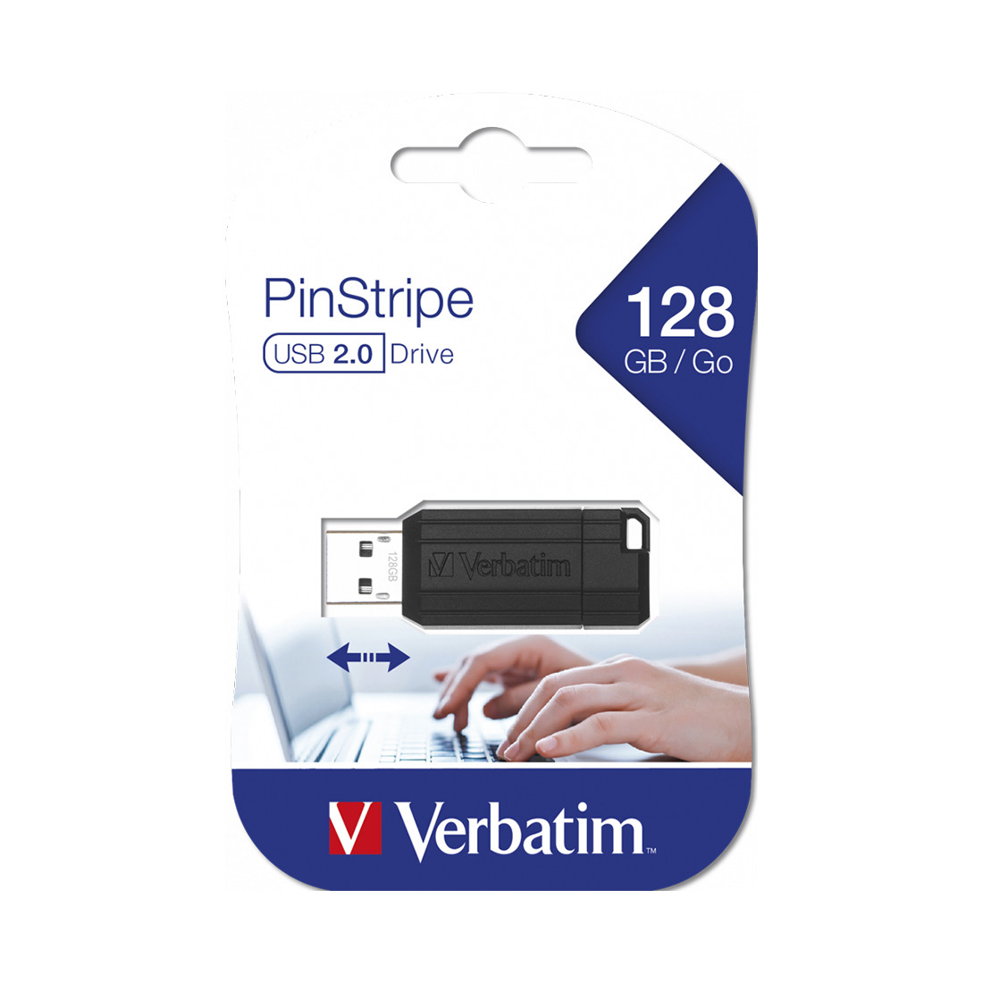 USB-накопитель, Verbatim, 49071, 128GB, USB 2.0, Чёрный - фото 3 - id-p90778634