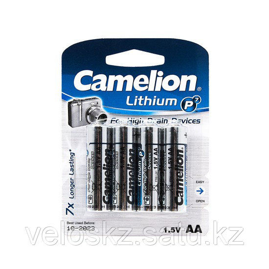 Батарейки CAMELION АА FR6-BP4, Lithium P7, 1.5V, 3000 mAh, 4 шт. в блистере