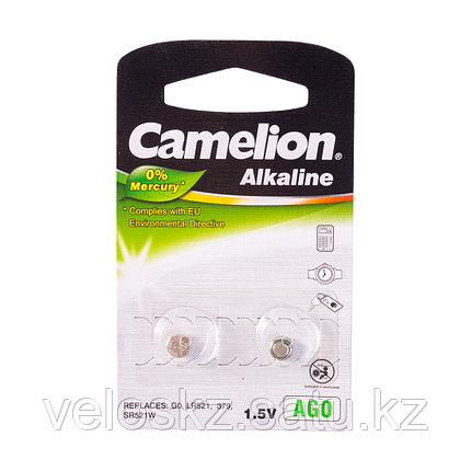 Батарейки, CAMELION, AG0-BP2, Alkaline, AG0, 1.5V, 0% Ртути, 2 шт., фото 2