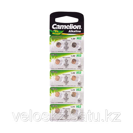 Батарейки,CAMELION, AG2-BP10, Alkaline, AG2, 1.5V, 0% Ртути, 10 шт. в блистере, фото 2