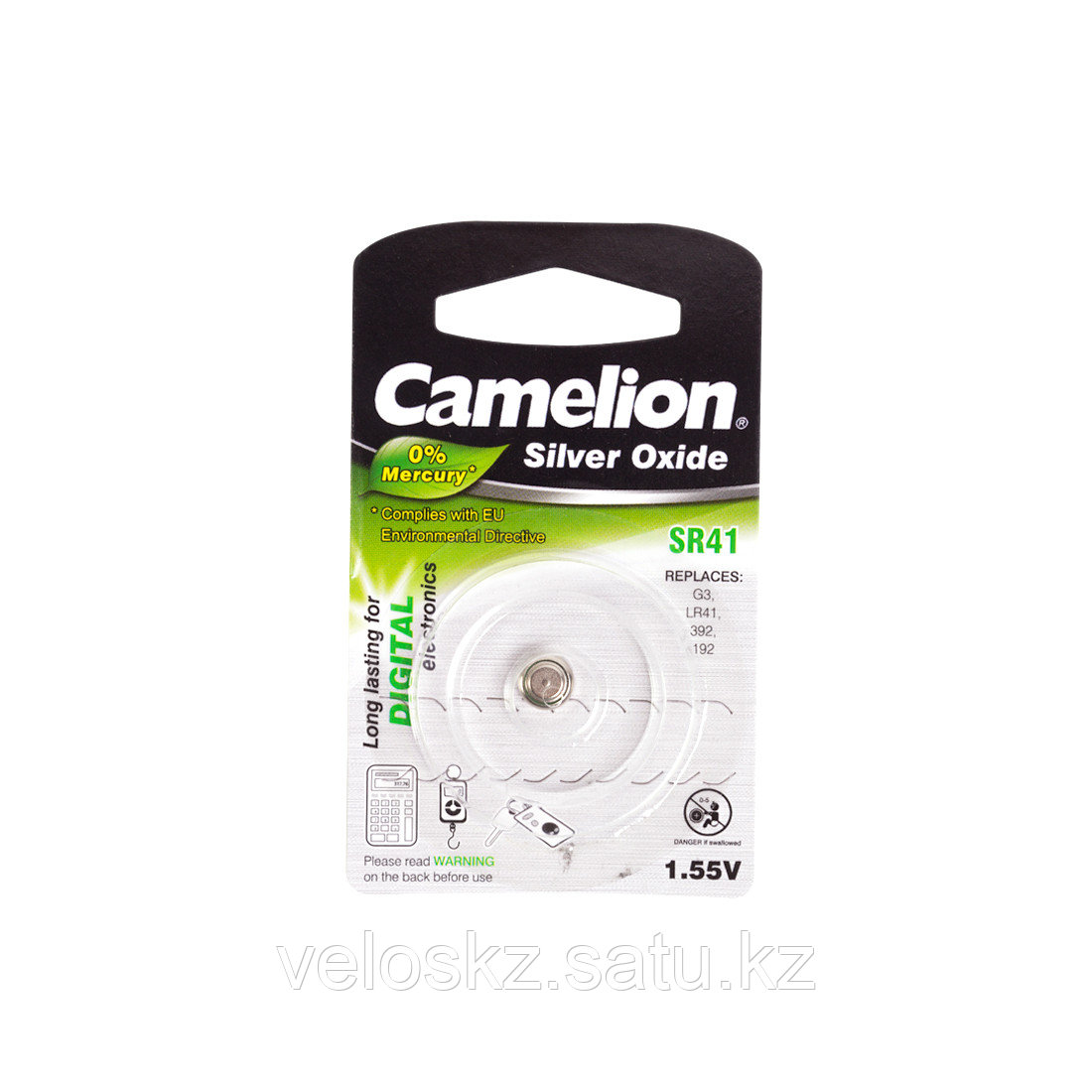Camelion Батарейки,CAMELION, SR41-BP1, Silver Oxide, 1.55V, 0% Ртути, 1 шт., Блистер