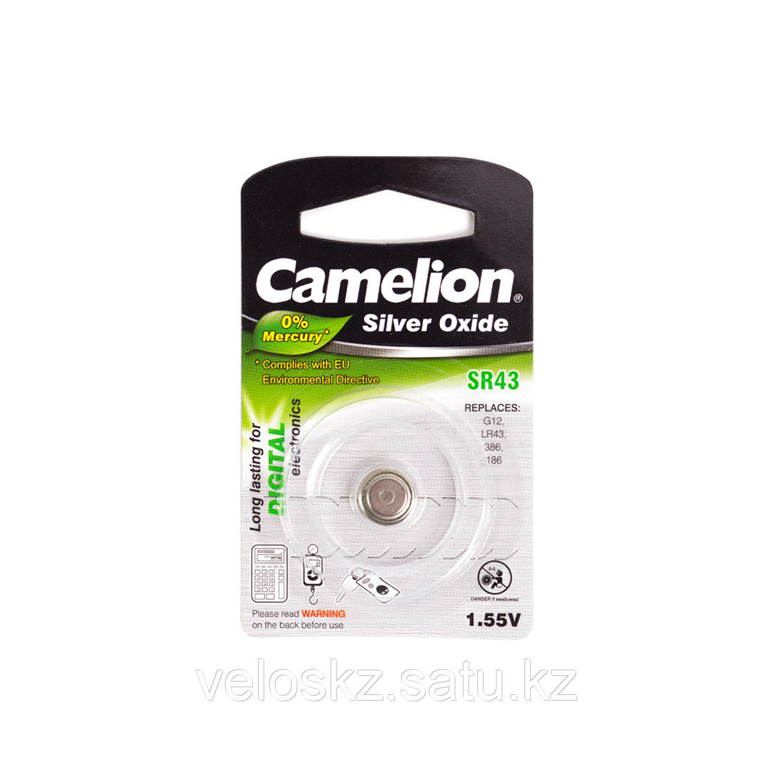 Camelion Батарейки CAMELION SR43-BP1 Silver Oxide, 1.55V, 0% Ртути, 1 шт., Блистер