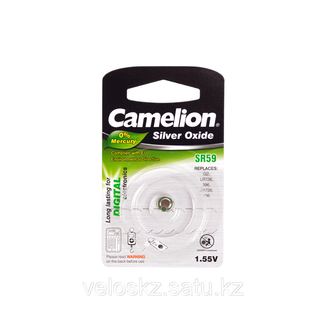 Camelion Батарейки,  CAMELION, SR59-BP1 , Silver Oxide, 1.55V, 0% Ртути, 1 шт., Блистер