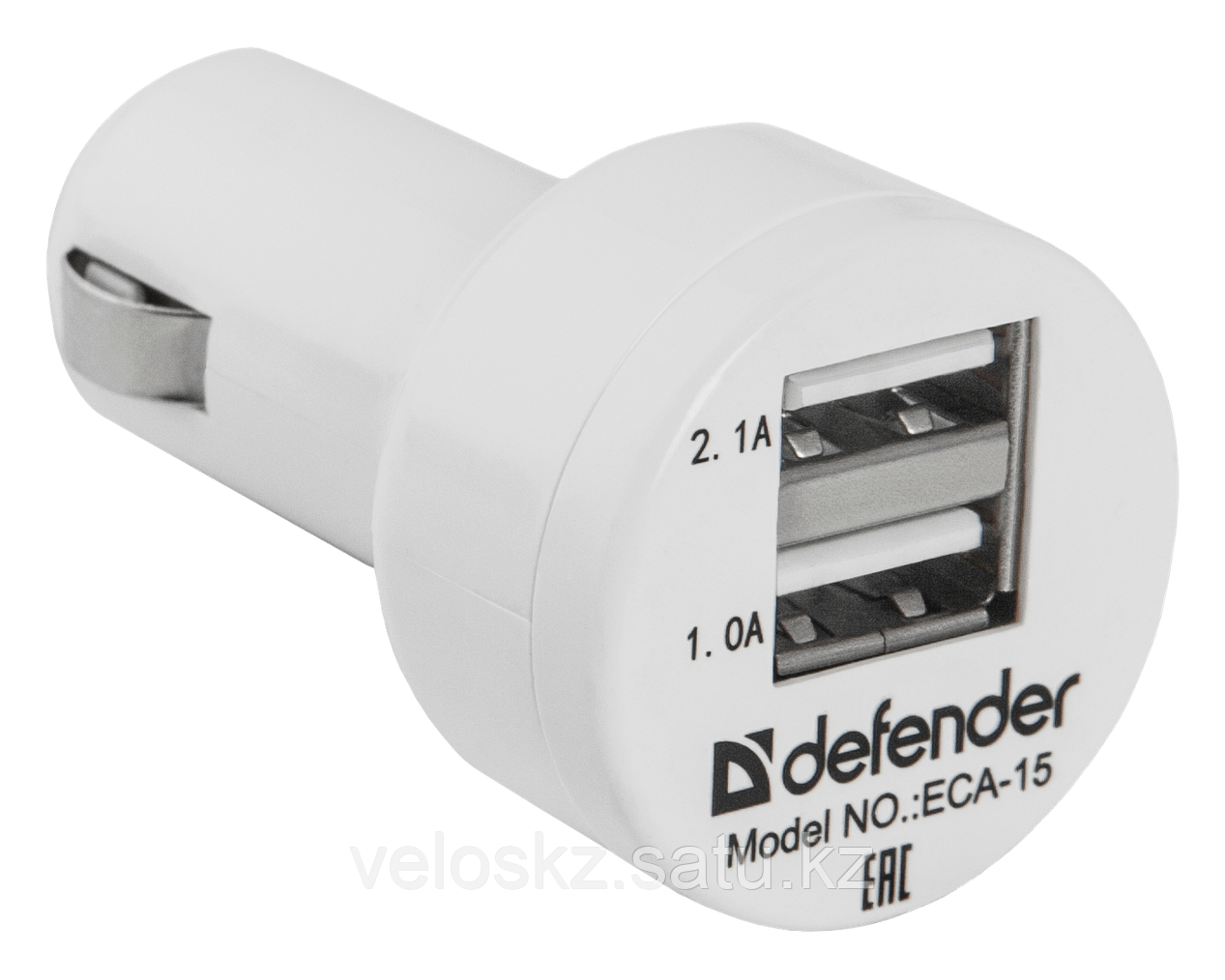 Defender Адаптер питания Defender ECA-15 2 порта USB, 5V/2А белый Зарядное устройство автомобильное