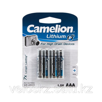 Батарейка CAMELION AAA FR03-BP4 Lithium P7, 1.5V, 1250 mAh, 4 шт. в блистере, фото 2