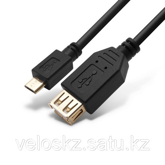 Переходник, SHIP, US109-0.15P, MICRO USB на USB Host OTG, Пол. пакет, 0.15м, Чёрный